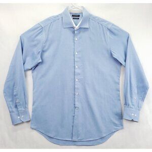 Tailorbyrd Dress Shirt Mens 15.5 Blue Non-Iron Trim Fit Flip Cuffs